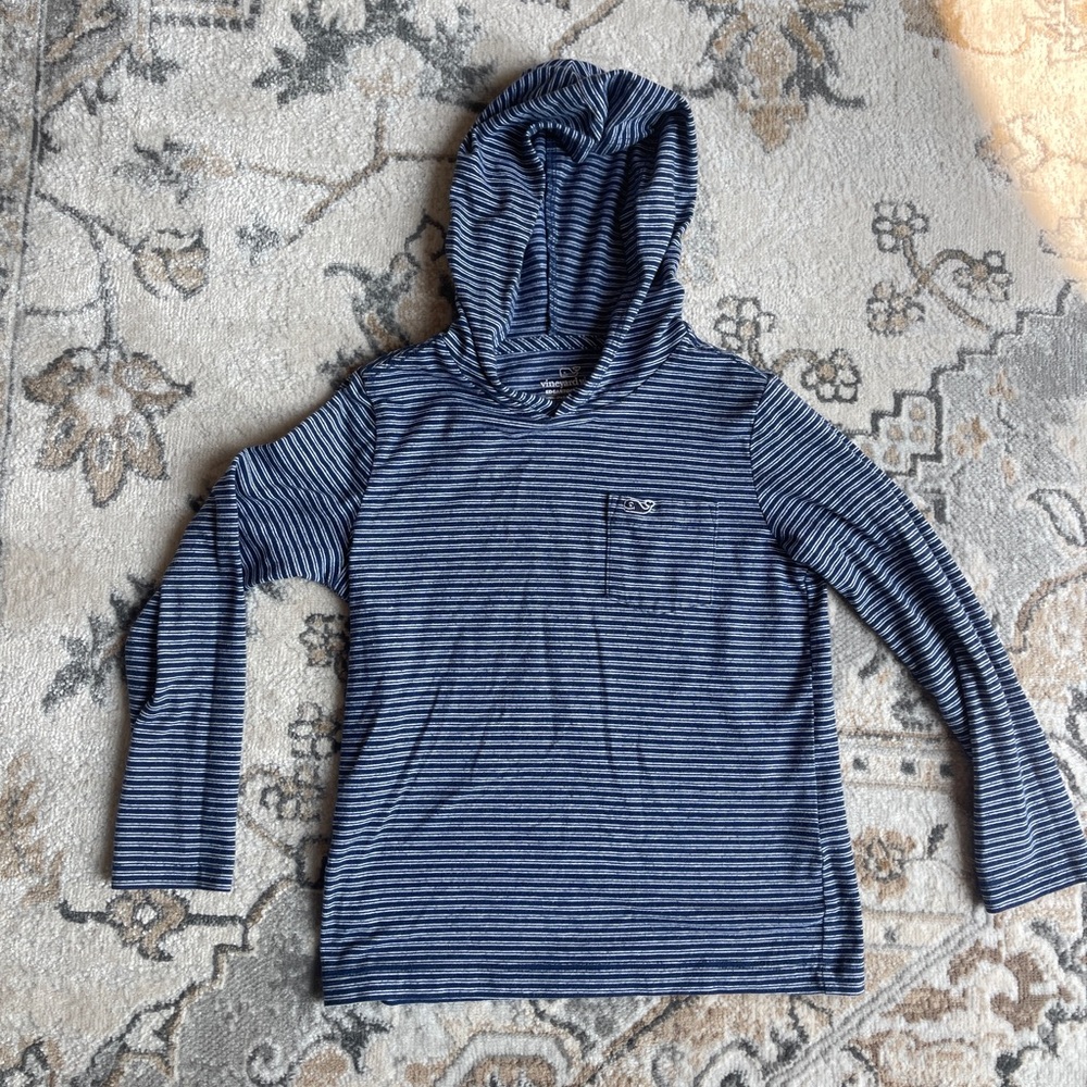 4t vineyard vines navy two toned light weight hooded pullover